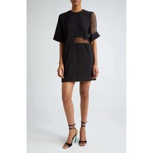Israella Kobla Dalmar Shift Dress Black Short Sleeve Illusion Minimalist Size 6